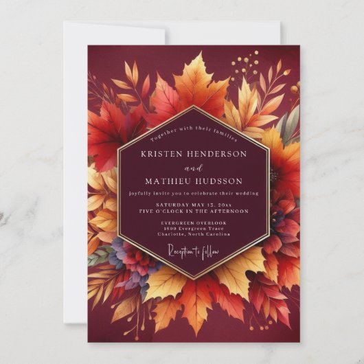 Invitation Mariage Floraison d'Automne en Bourgogne (Devant)
