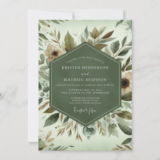 Invitation Mariage Floraison de Bois Sage (Devant)