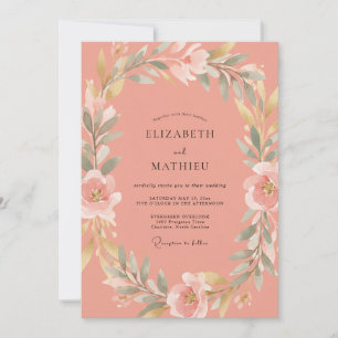 Invitation Mariage Floraison de Corail Romantique