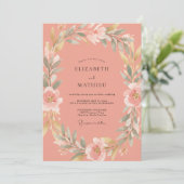 Invitation Mariage Floraison de Corail Romantique (Debout devant)