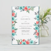 Invitation Mariage Floraison de Corail Sarcelle (Debout devant)