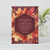 Invitation Mariage Floraison de Feuille d'Automne Bourguignon (Debout devant)