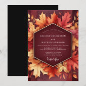 Invitation Mariage Floraison de Feuille d'Automne Bourguignon (Devant / Derrière)