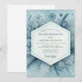 Invitation Mariage Floraison de la forêt bleu ardoise (Devant / Derrière)