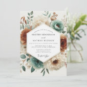 Invitation Mariage Floraison de la Forêt de Teal (Debout devant)