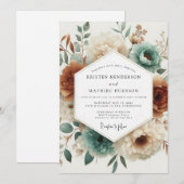Invitation Mariage Floraison de la Forêt de Teal (Devant / Derrière)