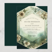 Invitation Mariage Floraison de la Forêt Émeraude (Devant / Derrière)