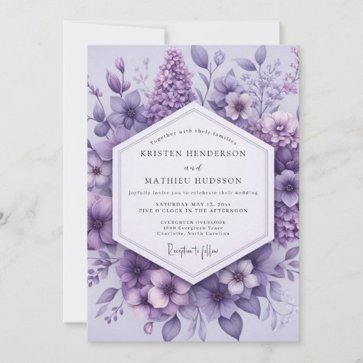 Invitation Mariage Floraison de Lavande en Forêt (Devant)