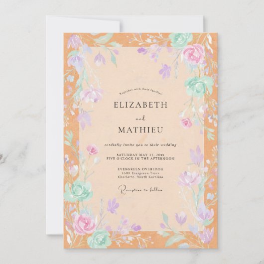Invitation Mariage Floraison de Lilas Abricot (Devant)