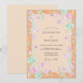 Invitation Mariage Floraison de Lilas Abricot (Devant / Derrière)