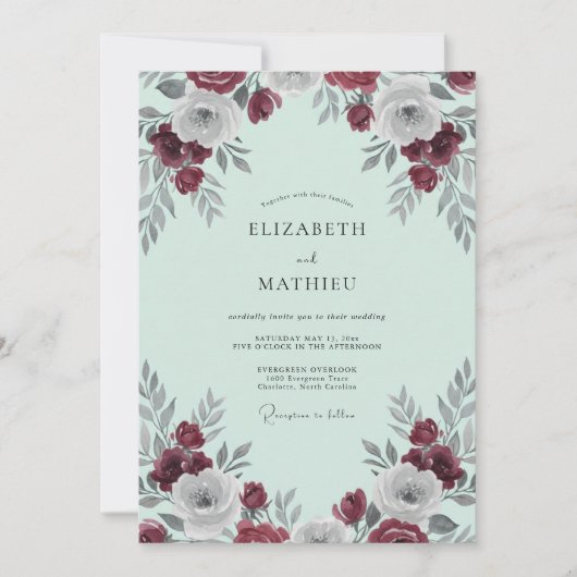 Invitation Mariage Floraison de Menthe et Vin (Devant)