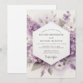 Invitation Mariage Floraison de Mousseline de Lilas (Devant / Derrière)