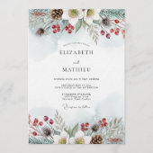 Invitation Mariage Floraison d'Hiver Bleu (Devant)