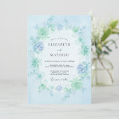 Invitation Mariage Floraison Éthérée Bleu Clair (Debout devant)