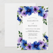 Invitation Mariage Floraison Éthérée Bleu Violet (Devant / Derrière)
