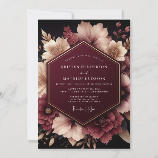 Invitation Mariage Floraison Éthérée Bourgogne (Devant)