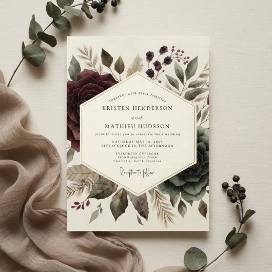 Invitation Mariage Floraison Éthérée de Bourgogne