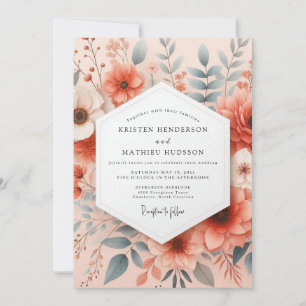 Invitation Mariage Floraison Éthérée de Corail