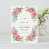 Invitation Mariage Floraison Éthérée de Corail (Debout devant)