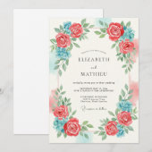 Invitation Mariage Floraison Éthérée de Corail (Devant / Derrière)