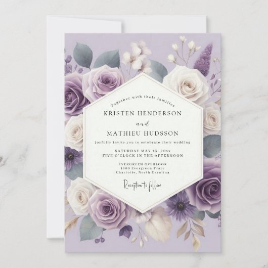 Invitation Mariage Floraison Éthérée de Lavande (Devant)