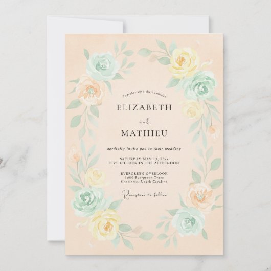 Invitation Mariage Floraison Éthérée de Pêche (Devant)
