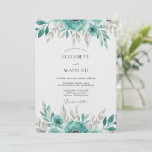 Invitation Mariage Floraison Ethérée de Sarcelle (Debout devant)