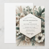 Invitation Mariage Floraison Ethérée de Sauge (Devant / Derrière)