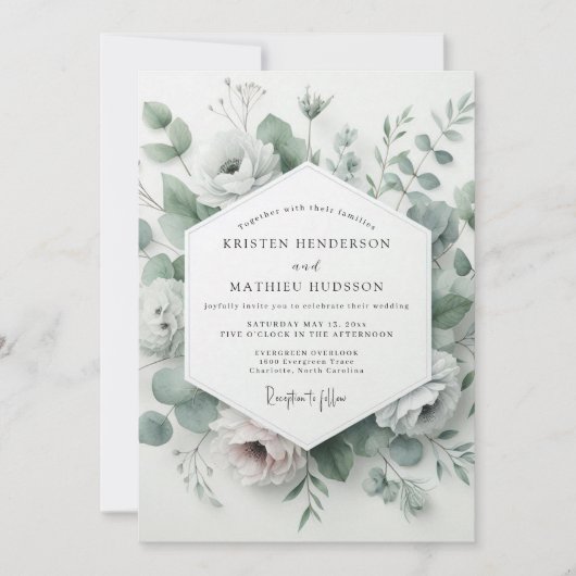 Invitation Mariage Floraison Ethérée de Sauge (Devant)