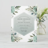 Invitation Mariage Floraison Ethérée de Teinte Cyan (Debout devant)