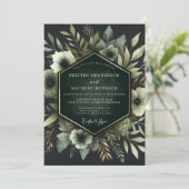 Invitation Mariage Floraison Ethérée Émeraude (Debout devant)