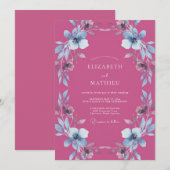 Invitation Mariage Floraison Éthérée Fuchsia (Devant / Derrière)
