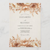 Invitation Mariage Floraison Ethérée Sépia (Devant)
