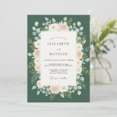 Invitation Mariage Floraison Ethérée Vert Forêt (Debout devant)