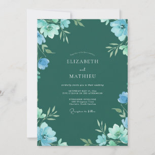 Invitation Mariage Floraison Ethérée Vert Forêt