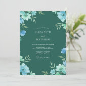 Invitation Mariage Floraison Ethérée Vert Forêt (Debout devant)