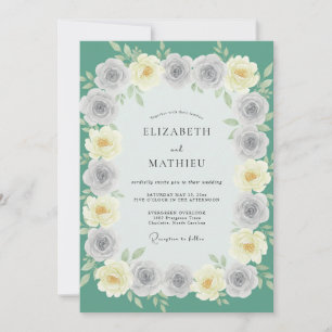 Invitation Mariage Floraison Ethérée Vert Menthe