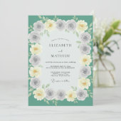 Invitation Mariage Floraison Ethérée Vert Menthe (Debout devant)