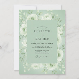 Invitation Mariage Floraison Éthérée Vert Sauge