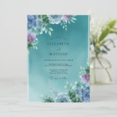 Invitation Mariage Floraison Florale Brume de Teal (Debout devant)