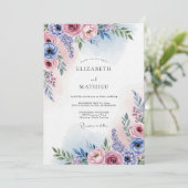 Invitation Mariage Floraison Impressionniste Rose Lavande (Debout devant)