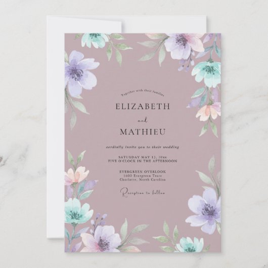 Invitation Mariage Floraison Lilac Impressionniste (Devant)