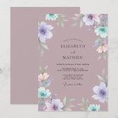 Invitation Mariage Floraison Lilac Impressionniste (Devant / Derrière)