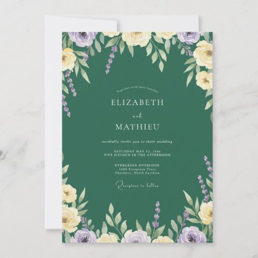 Invitation Mariage Floraison Lilas Jade (Devant)