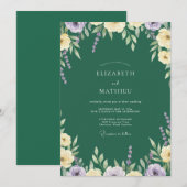 Invitation Mariage Floraison Lilas Jade (Devant / Derrière)