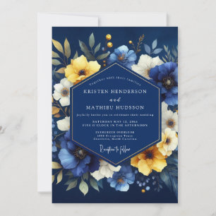 Invitation Mariage Floraison Lumineuse Indigo