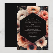 Invitation Mariage Floraison Nocturne Corail (Devant / Derrière)