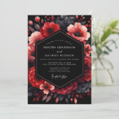 Invitation Mariage Floraison Nocturne Cramoisi (Debout devant)