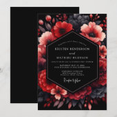 Invitation Mariage Floraison Nocturne Cramoisi (Devant / Derrière)