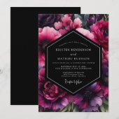 Invitation Mariage Floraison Nocturne Fuchsia (Devant / Derrière)